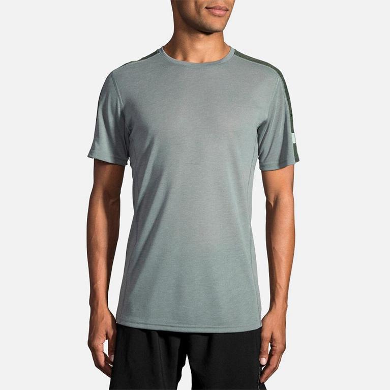 Brooks Distance Short Sleeve Running Shirt - Men's - Grey (15980-BGPZ)